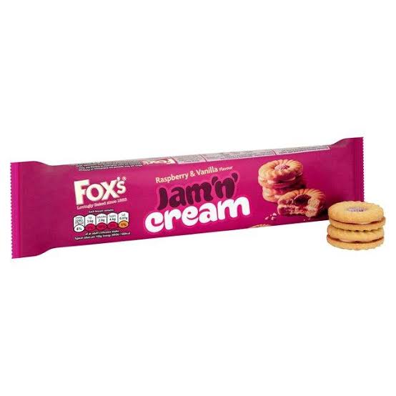 FOXS JAM N CREAM RASPBERRY & VANILLA BISCUITS 150G UK Emporium