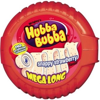WRIGLEYS HUBBA BUBBA SNAPPY STRAWBERRY MEGA LONG BUBBLEGUM TAPE 56G (BEST BEFORE 23-05-25)