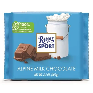 RITTER SPORT ALPINE MILK CHOCOLATE 100G (BEST BEFORE 21 MAY 2026)