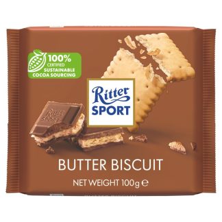 RITTER SPORT BUTTER BISCUIT IN MILK CHOCOLATE 100G (BEST BEFORE 3 JANUARY 2026)