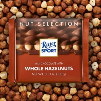 RITTER SPORT WHOLE HAZELNUTS IN MILK CHOCOLATE 100G (BEST BEFORE 10 NOVEMBER 2026)