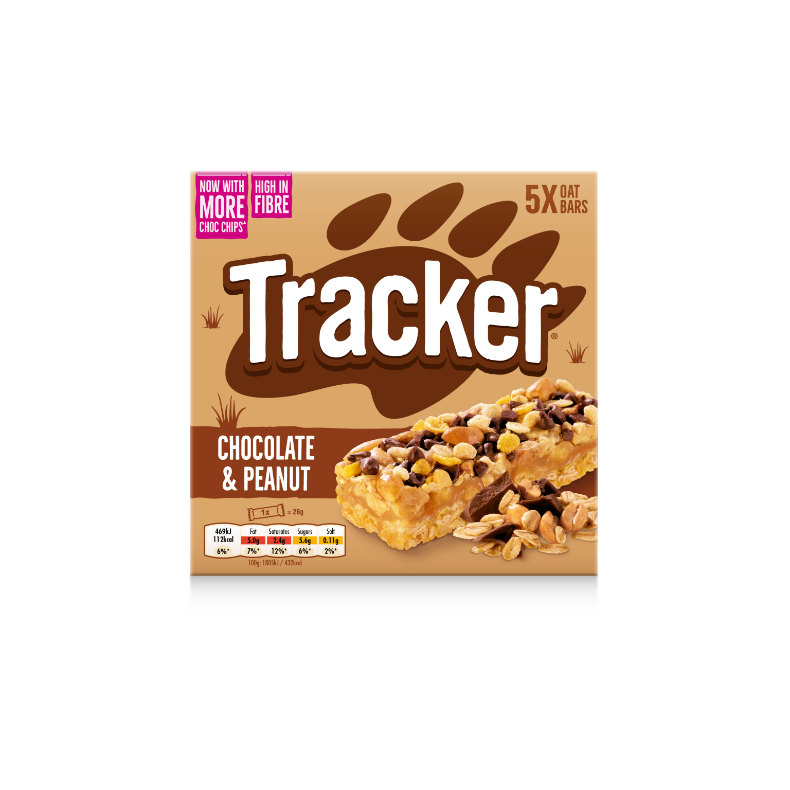 TRACKER CHOCOLATE CHIP AND PEANUT CEREAL BAR 5 PACK UK Emporium