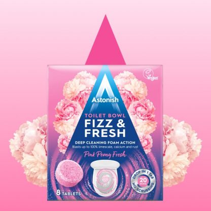 ASTONISH TOILET BOWL FIZZ AND FRESH PINK PEONY FRESH 8 TABLETS