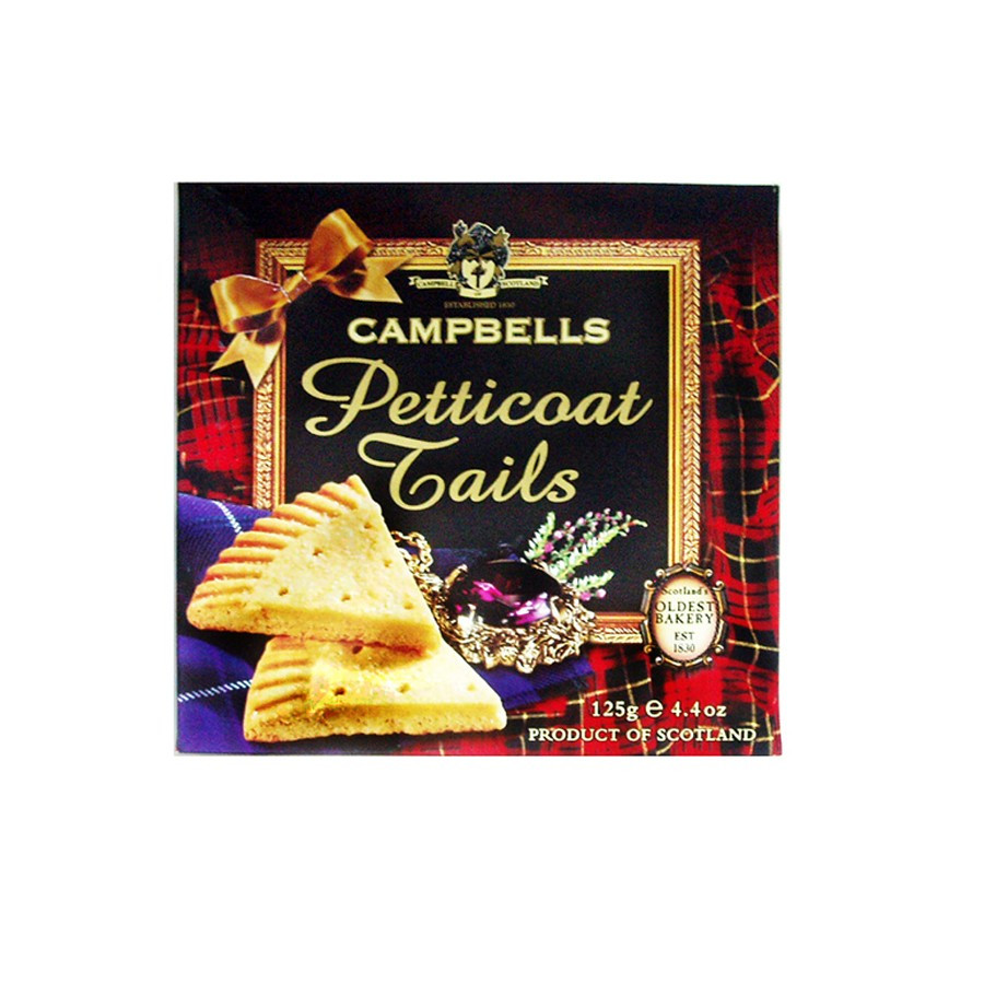 CAMPBELLS ALL BUTTER SHORTBREAD PETTICOAT TAILS CARTON 125G (BEST BEFORE END JULY 2025)