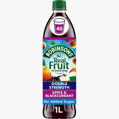 ROBINSONS DOUBLE STRENGTH APPLE AND BLACKCURRANT NO ADDED SUGAR 1 LITRE
