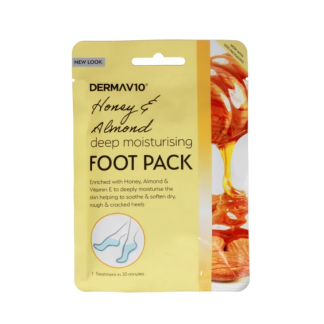 DERMA V10 DEEP MOISTURISING FOOT PACK WITH HONEY AND ALMOND SINGLE USE