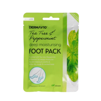 DERMA V10 DEEP MOISTURISING FOOT PACK TEA TREE AND PEPPERMINT SINGLE USE