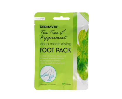 DERMA V10 DEEP MOISTURISING FOOT PACK TEA TREE AND PEPPERMINT SINGLE USE