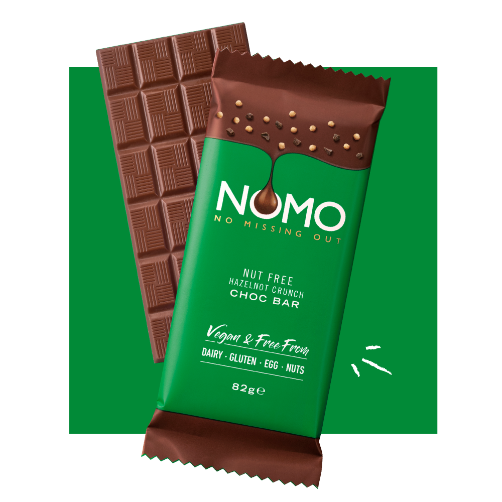 KINNERTON NOMO NUT FREE HAZELNOT CRUNCH CHOC BAR 82G UK Emporium