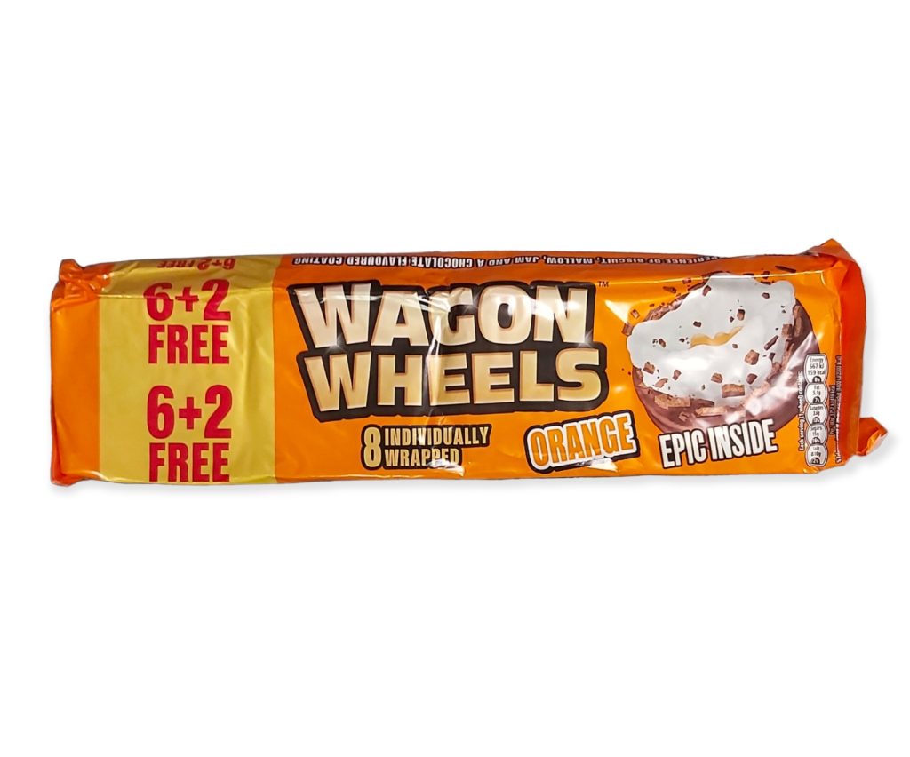 BURTONS WAGON WHEELS ORANGE 8 INDIVIDUALLY WRAPPED 304.8G UK Emporium