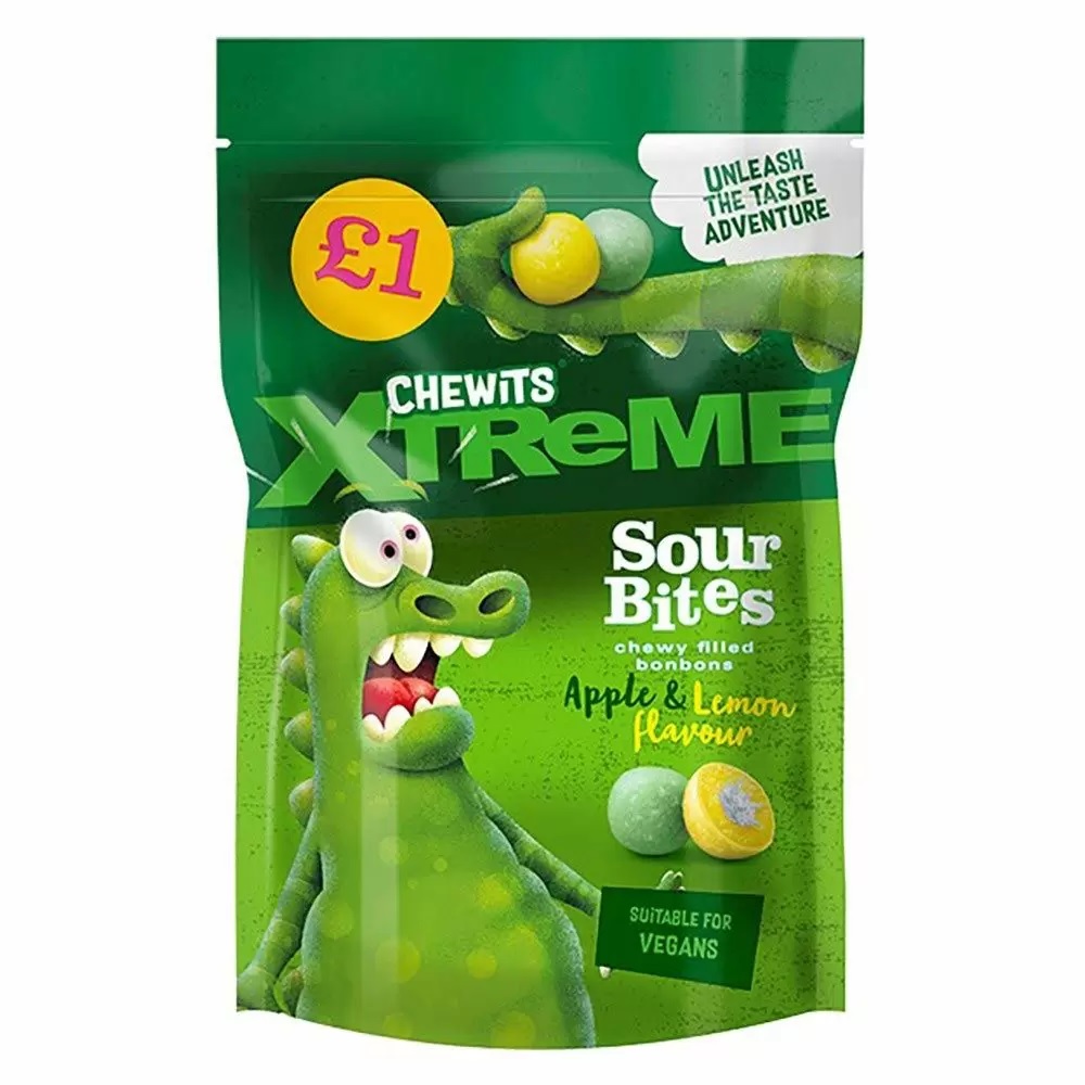 CHEWITS XTREME SOUR BITES APPLE & LEMON FLAVOUR 145G UK Emporium