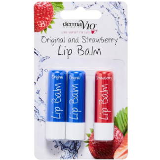 DERMA V10 LIP BALM ORIGINAL & STRAWBERRY 3 PACK