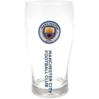 MANCHESTER CITY WORDMARK CREST PINT GLASS