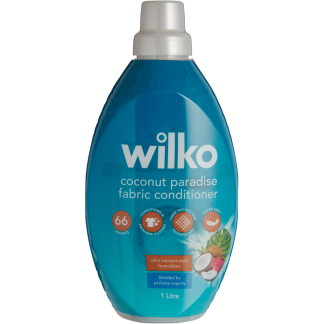 WILKO FABRIC CONDITIONER COCONUT PARADISE 66 WASHES 1 LITRE