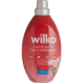 WILKO FABRIC CONDITIONER ROSE AND PEONY 66 WASHES 1 LITRE