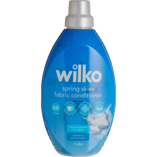 WILKO FABRIC CONDITIONER SPRING SKIES 66 WASHES 1 LITRE