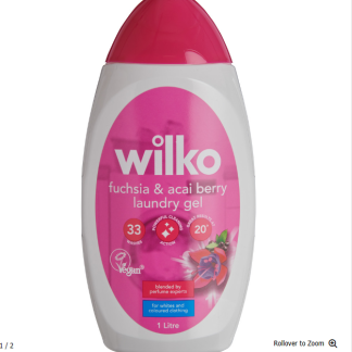 WILKO LAUNDRY GEL FUCHSIA AND ACAI BERRY 33 WASHES 1 LITRE