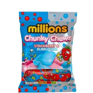 MILLIONS CHUNK CHEWS STRAWBERRY & BUBBLEGUM 120G (BEST BEFORE 10 AUGUST 2025)