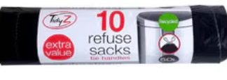 TIDYZ TIE HANDLE REFUSE BAGS 50 LITRE 10S