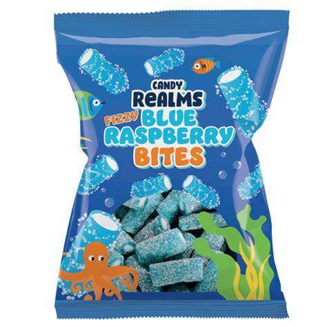 CANDY REALMS FIZZY BLUE RASPBERRY BITES BAG 170G