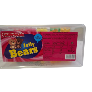 CANDYMAN JELLY BEARS TUB 170G (BEST BEFORE 22 OCTOBER 2025)