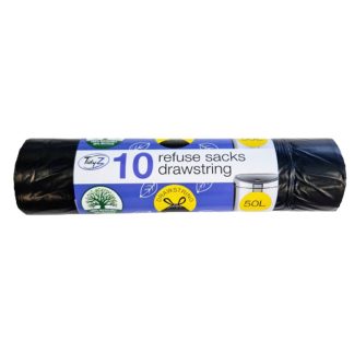 TIDYZ DRAWSTRING REFUSE SACKS 50 LITRE 10S