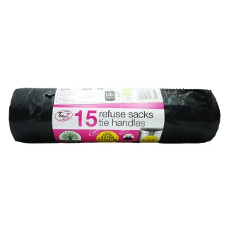 TIDYZ EXTRA STRONG TIE HANDLE REFUSE BAGS 100 LITRE 15S