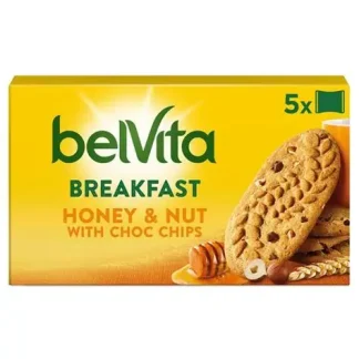 BELVITA BREAKFAST BISCUITS HONEY & NUT CHOCOLATE CHIP 5 PACK 225G (BEST BEFORE 28 FEBRUARY 2026)